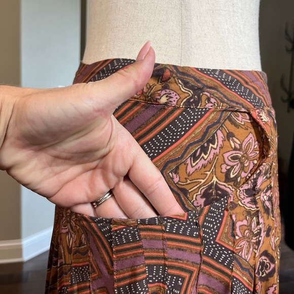 Free People Paradise Handkerchief Hem Midi Skirt Mixed Pattern Floral Stripes 4 - Picture 6 of 12